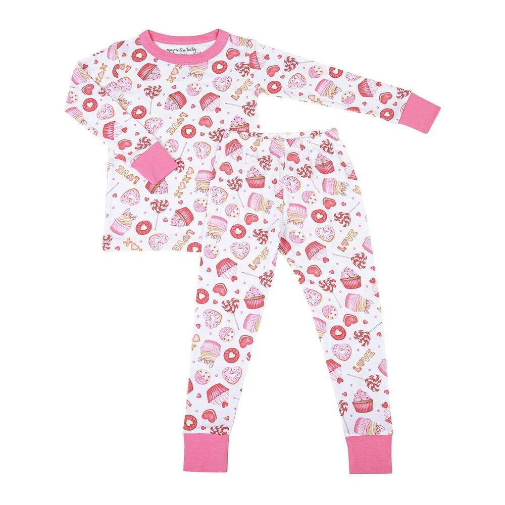 NEW MAGNOLIA BABY girl's xoxo sweets long pajamas in pink